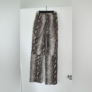 Wide Leg Snakeskin Leather Pants
